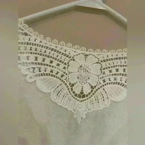 Vanessa Zani White Linen Lacy V-Neck Top Size S Made in Italy - Picture 4 of 10